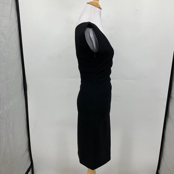 Diane Von Furstenberg Dress Womens 0 Black Bevin Ruched Crepe Sheath Side Zip - Picture 4 of 16
